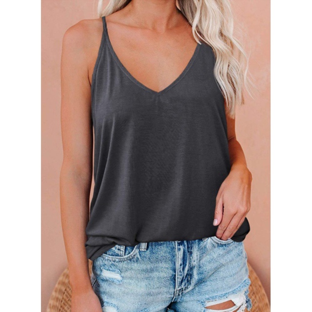 LUOLON (Amazon) V-Neck Tank Top (Dark Gray)